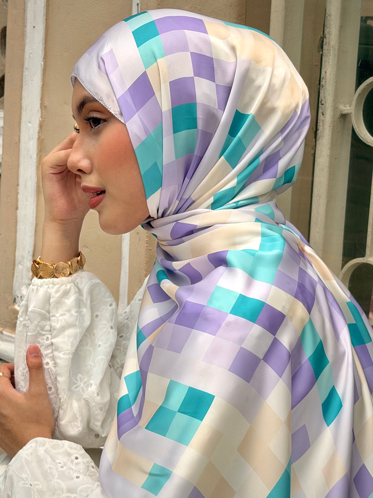 Mosaic in Moonlight | Satin Shawl
