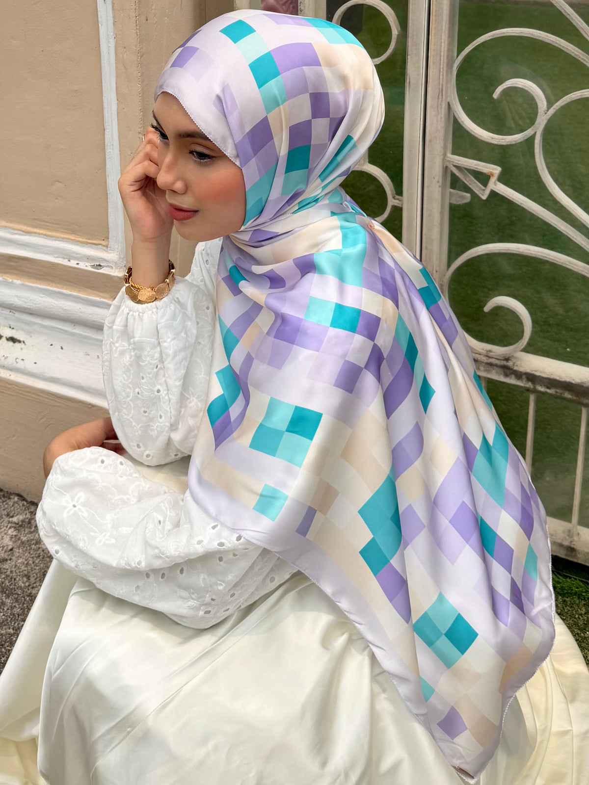 Mosaic in Moonlight | Satin Shawl