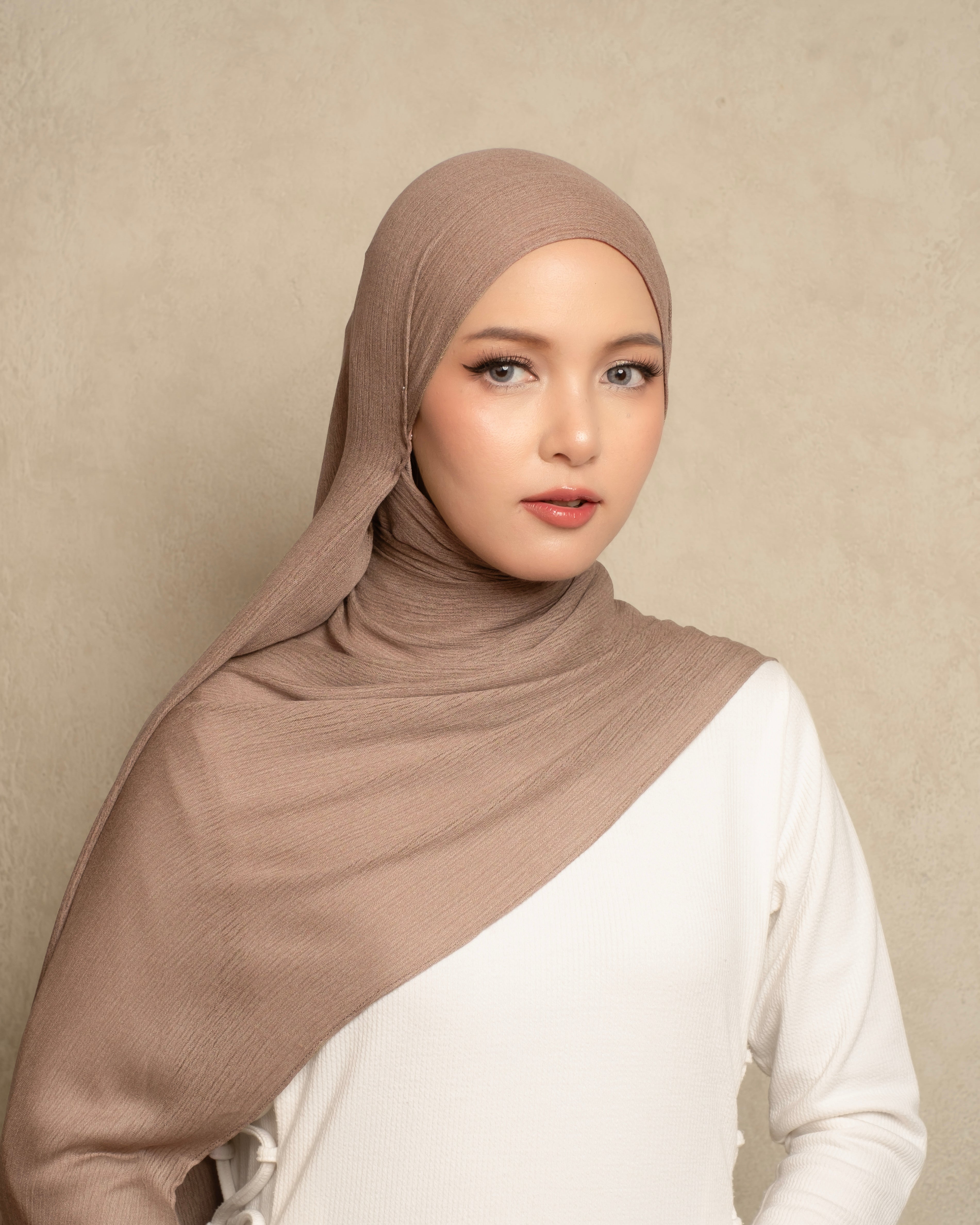 Crinkle Modal in Mocha Cream