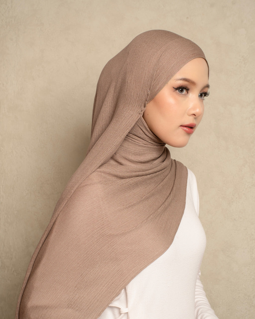 Crinkle Modal in Mocha Cream