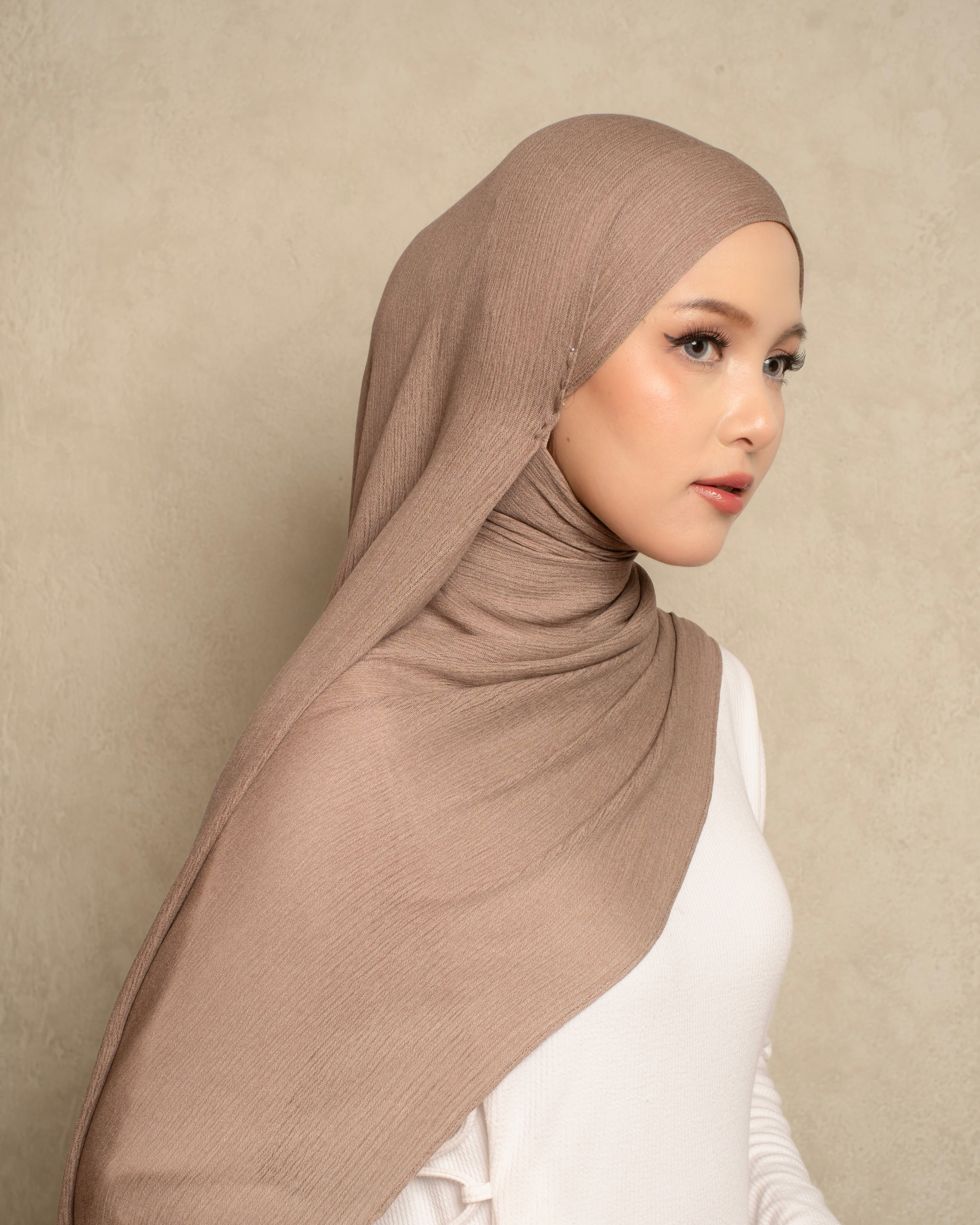 Crinkle Modal in Mocha Cream